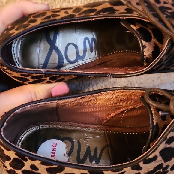 Sam Edelman Women's Giraffe Animal Print Calf Hair Lace-Up Loafers Size 7 - Picture 6 of 7